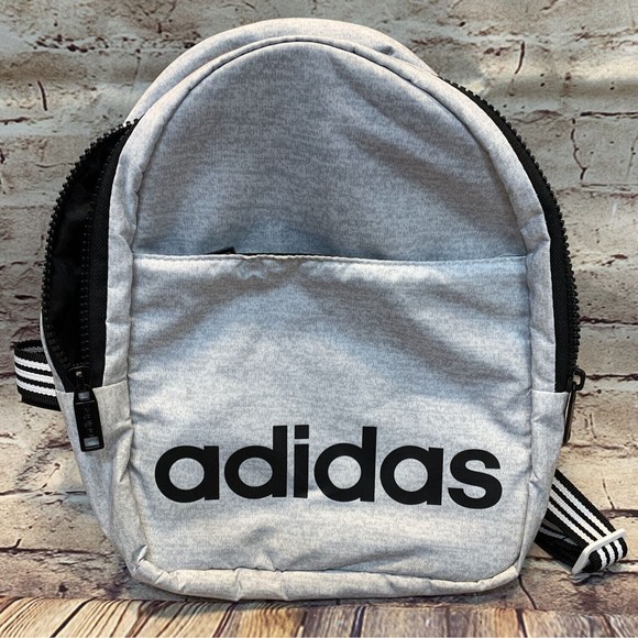 Adidas Gray w/ Black Small Backpack Nylon Shoulder Bag Padded Back - Picture 1 of 8